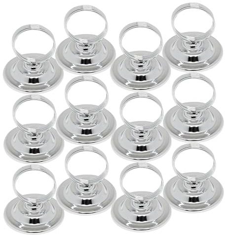TrueCraftware- 2-1/4 Ring Style Table Sign Menu Holder Steel Wire Ring Nickel-Plated Base Set of 12- Table Number Holder Display Table Card Holders Stand for Centerpieces Reception Party Birthday