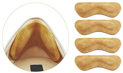 Premium Leather Heel Grips Liner Cushions Inserts for Shoes Too Big, Heel Pads for Heel Pain,Filler Protect Improved Women Men Shoe Fit and Comfort, Khaki,3 Pairs (0.35 inch Thicker)