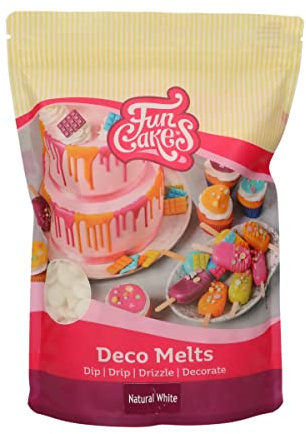FunCakes Deco Melts natürliches Weiß - Tauchen, drippen, dippen und dekorieren! In der Mikrowelle schmelzen und in jede Form gießen, 1 kg