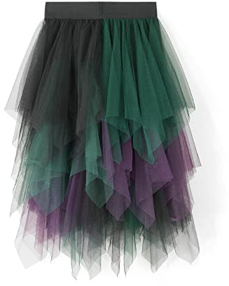 YILEEGOO Women's Tulle Skirt High Waist Tiered Layered Mesh Ballet Prom Party Tulle Tutu A-line Midi Skirt