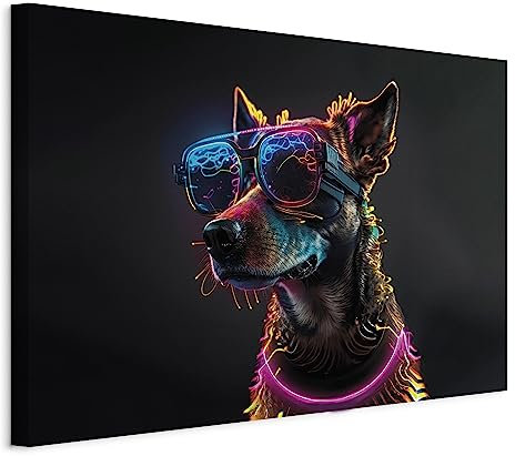 murando AI Acoustic Canvas Wall Art Dog 90x60 cm / 36x24 picture with acoustic foam sound absorption print image Artwork 1 pc room acoustics soundproofing Cyberdog g-H-10056-b-a