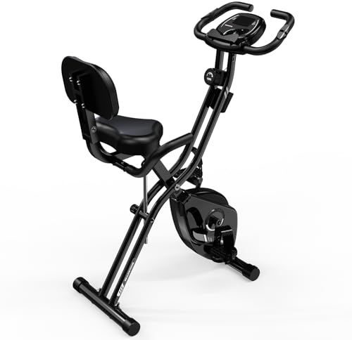 GEARSTONE Heimtrainer, magnetisches Klapprad, Fitness-Fahrrad, Indoor-Trainer, zusammenklappbar für Cardio-Training zu Hause, Handgelenksensor, Telefonhalterung