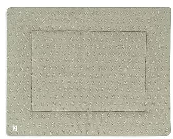 Jollein Krabbeldecke für Baby - Grain Knit, Olive Green - Laufgittereinlage - 75x95 cm - Spieldecke Baby - Olivgrün