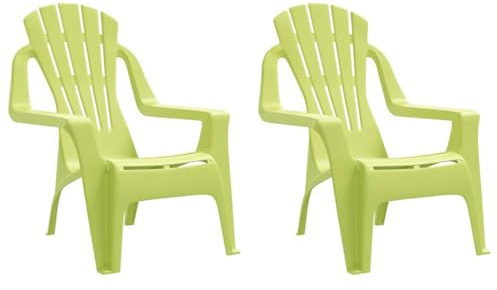 vidaXL Lot de 2 Chaises de Jardin pour Enfants, Fauteuil avec Accoudoirs, Sièges avec Dossier, Meubles de Terrasse Patio Extérieur, Vert PP