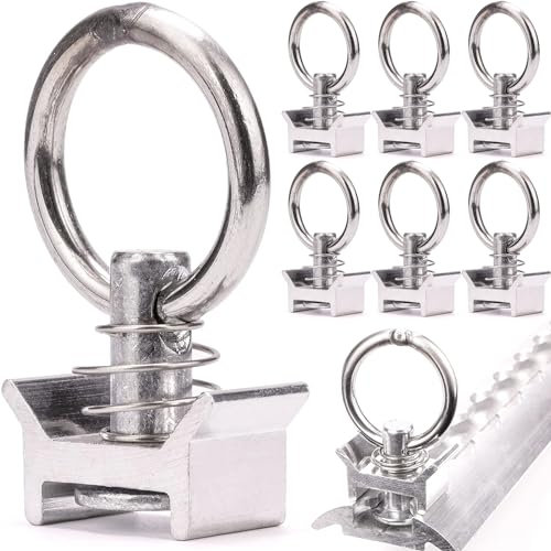 XFLYP 6 x Terminali Singoli, Binari di Fissaggio per Binari di Airline 1000 kg Cuscinetto, Ganci Singoli con Occhiello per il Fissaggio Per Binario Fermacarico Airline Rimorchio