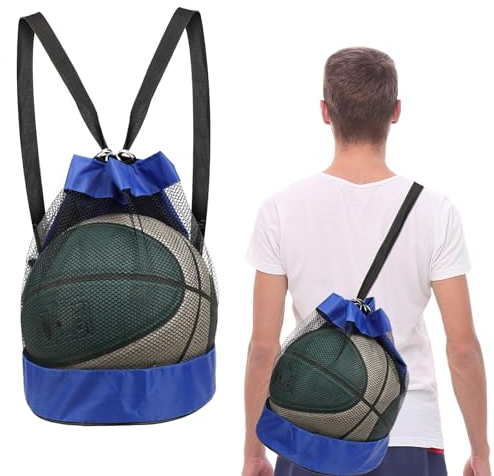 Molain Ballsack Ballnetz, Fußball Meshbag, Mehrzweck Sport Netztasche Mesh Strandtasche Gym Sack Rucksack Tragbare Ballnetz für Fußball Basketball Tennis Volleyball Rugbyball(blau)