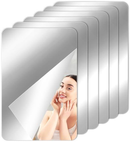 LPAMABA 6er Set 30x20 cm Acryl Fliesenspiegel Selbstklebend Spiegelfliesen zum Aufkleben Acryl Spiegel Wandspiegel Selbstklebend Klebespiegel Wand Spigelfolie Dekospiegel Büro Bad Zuhause