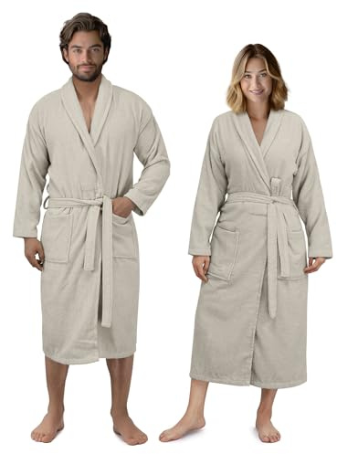 Homelevel Badrock frotté för kvinnor och män – extra absorberande – 100 % bomull – lätt badrock för bland annat bastu – kimono-design – 2 sidofickor – tyst. storlekar och färger