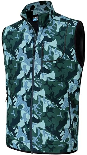 Willit Fleece-golfväst för män utomhus vinterväst jacka softshell ytterkläder ärmlös jacka för vandring vardagsbruk, Kamouflage, XL