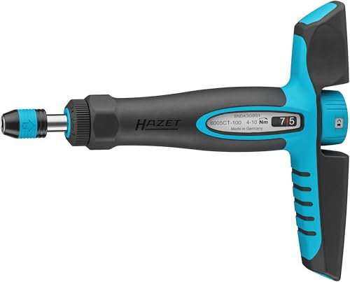 HAZET Drehmomentschraubendreher 6005CT-100, 1/4 mit Quergriff, 4-10 Nm, 6% Genauigkeit, 198 mm Länge, umschaltbar rechts/links, Freilaufmechanismus, ergonomisch