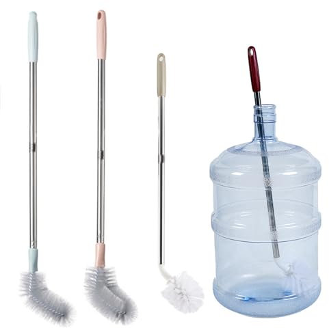 Set di 4 spazzole per bottiglie d'acqua da galloni con setole rigide in nylon e manico in acciaio inox per pulire secchi da 1 a 5 galloni