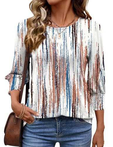 IECCP Women Tops Summer V Neck Tunic Elegant Office Work Blouse Ladies Casual Clothing Dressy Smocked Sleeve T Shirts Tiedye L (UK 16-18)