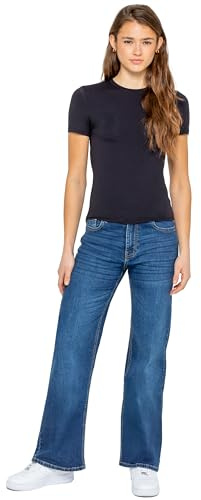 989Zé ENZO Womens Wide Leg Stretch Denim Jeans Straight Trousers Casual Cotton Relaxed Fit Baggy Loose Pants with Pockets