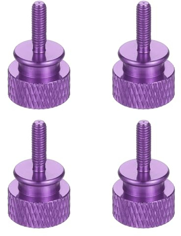 sourcing map 4Pcs M3x10 Aluminum Thumb Screws, 12x20mm(ODxH) Computer Case Thumb Screws for PC Side Panel Motherboard Mounting Screw, Purple