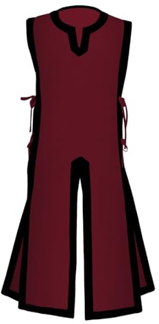 Surcoat médiéval Viking pour homme - Jupe de combat - Jupe blason - Taille unique - Cosplay Renaissance - Chemise de pêcheur - Sans manches - Vêtement vintage, O vin, M