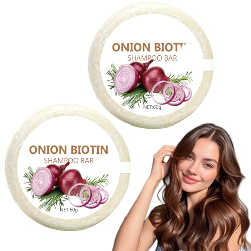 ARHZ 2 pièces Onion Biotin Shampoo Bar, Oignon Shampooing Savon, Nourrissants Purifiants Oignon Biotine Shampooings Savon Pour Pousse Cheveux pour Adultes Hommes Femmes Adolescents