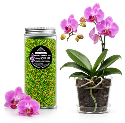 LiveLaif®- 300 gr Abono Orquideas NPK Liberacion Lenta 6 meses | Fertilizante Orquideas Crecimiento, Floracion y Salud Floral | Abono plantas | Fertilizante plantas | Bote con tapa (300 gr)