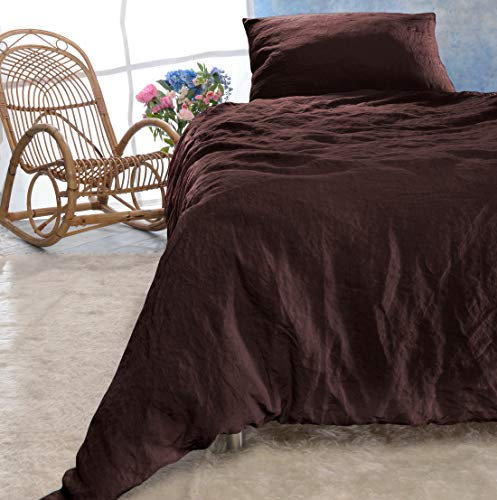 Wohnen & Accessoires GmbH & Co. KG Leinen-Bettwäsche Set 135x200cm + 40x80cm Pflaume