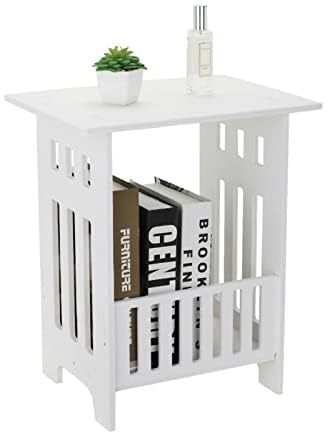 Youyijia Nachttisch 32x26x40cm Modern Quadratischer Beistelltisch mit Stauraum Nachtkommode für Schlafzimme Platzsparende Kommode mit Ablage Weiß (1)