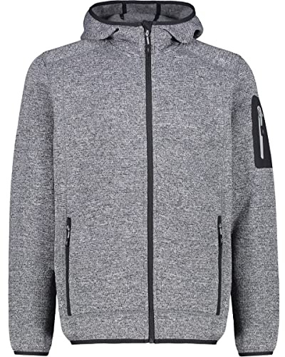 CMP Giacca in Knit-Tech da Uomo con Cappuccio Fisso, Ice-Titanio-Nero, 50