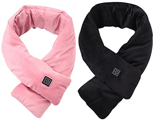 Sciarpa riscaldata USB – Sciarpa elettrica – 3 livelli di temperatura regolabili – Unisex – Inverno caldo – può essere lavato – 8 combinazioni di colori (nero+rosso)