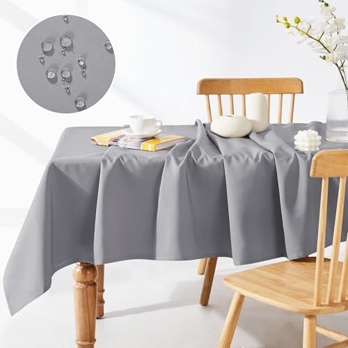 Deconovo Outdoor Tischdecke Wasserabweisend Wetterfest Wasserdicht Tischtücher Gartentisch, 130x160 cm, Grau, 1 Stück
