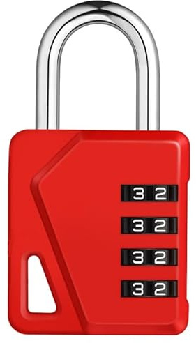 ZHEGE Locker Padlocks with Code, 4 Digit Combination Padlock (Red, 1 Pack) | Locks with DIY Name Tags for Gym Locker, School Locker, Toolbox, Storage Box, Code Padlock Outdoor for Sheds, Fence Gate