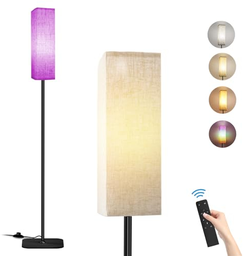 CRLL RGB Lampadaire pour Salon, Lampadaire sur Pied avec Télécommande & Contrôle au Pied, Intensité Variable 3 couleurs & 6 Modes RVB LED Lampe de Chevet avec Abat-jour pour Chambre à Coucher Bureau