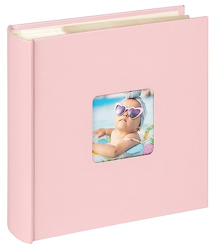 walther design Fun ME-110-BR Album Photo Mémo à Pochettes avec Couverture à Fenêtre, Rose, pour 200 Photos au Format 10 x 15 cm