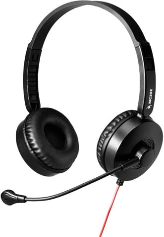 Bluestork - MC 202 Casque Micro PC Filaire Jack/3,5 mm, Son Stéréo, Micro Rotatif, Antibruit, Ultra Confort, Léger, Contrôle du Volume - Casque teletravail - Compatibilité Universelle - New