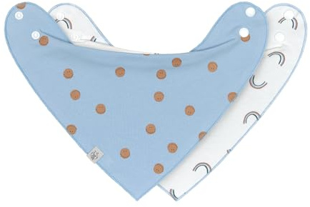 LÄSSIG - Babero para bebé, diseño de triángulo, 2 unidades. Algodón orgánico Botón Reversible/Baby Bandana Happy Rascals Smile