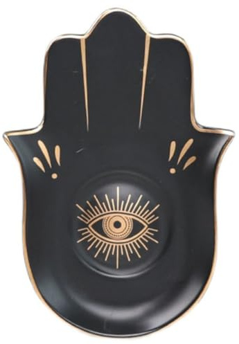 DEARMAMY 1 Pc Plateau à Bijoux Vide-poche Noir Étalon Bol Porte-clés Valet Afficher La Commode Tiroir Décor Couvercle Plateaux Plateau Cosmétique Commode Noire Plaque Mini Céramique Black