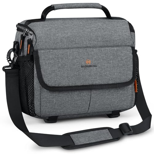 RAINSMORE Kameraväska Vattenavvisande Stötsäker DSLR/SLR Liten Fotoväska med Justerbar Rem Crossbody Kameraväska för Damer och Herr, Grå
