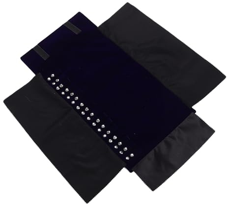Toyvian Estuche Portátil de Terciopelo Azul Oscuro para Joyas, Organizador Rollo para Collares y Anillos Bolsa Enrollable Compacta para Viajes y Uso Diario