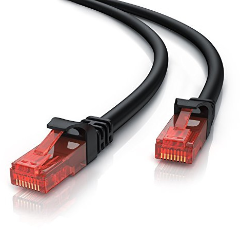 CSL - 2m Cavo di Rete di Alta qualitá - Cat.6 Ethernet Gigabit LAN RJ45-10 100 1000 Mbit s - Cavo Patch - UTP - Compatibile con Cat.5 Cat.5e Cat.7 - Nero da 2 Metri