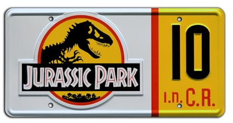 Celebrity Machines | Jurassic Trilogy | # 10 | Vanity Plate, Stamped Aluminum, Metal Decorative Tag, Corrosion Resistant, Quality Novelty Sign, Wall Decoration, Wall Hanging