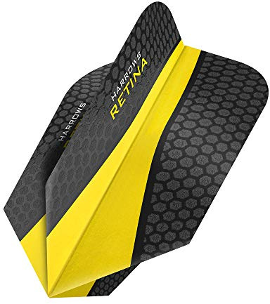 Harrows Retina | Premium Extra Strong 100 Micron Dart Flights in Slim Shape, 5 Sets of 3 Flights, 15 Flights In Total, Yellow