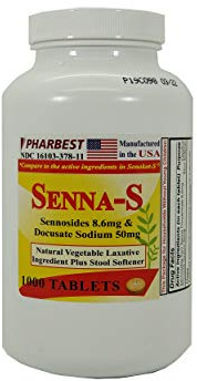 PHARBEST Senna Plus Vegetable Laxative with Stool Softener - 1000 Tablets (1 Bottle)