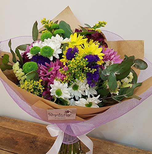 REGALAUNAFLOR | Ramo de flores naturales a domicilio | Entrega puntual en 24 horas de Lunes a Sábado | Con tarjeta de dedicatoria | Multicolor