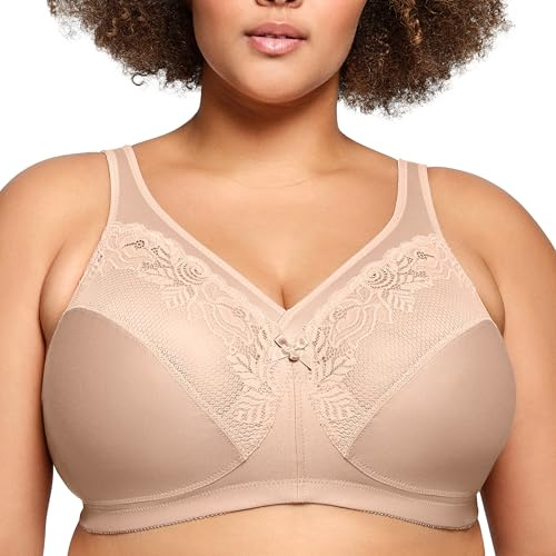Glamorise Women's Plus Size MagicLift Wirefree Minimizer Bra #1003 Café