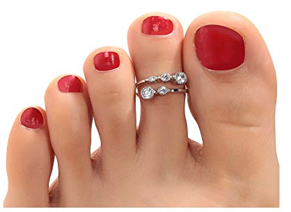 Epinki 925 Sterling Silber Damen Fußring Rund Form Fussring Öffnungsring für Zehen Damenring (Einstellbare Größe) Silber mit Weiß Zirkonia