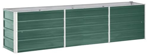vidaXL Letto Rialzato per Giardino Fioriera Alta Fondo Aperto Cura Piante Fiori Orto Cassetta Vaso Giardinaggio in Acciaio Zincato 240x40x45 cm Verde