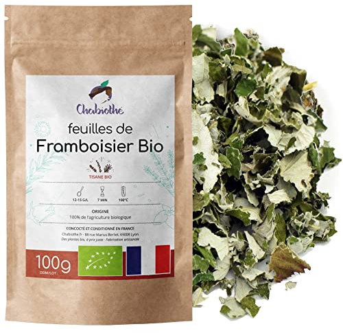 Chabiothé - Tisane feuille de framboisier BIO 80g - Origine FRANCE - Infusion fin de Grossesse, Allaitement, règles