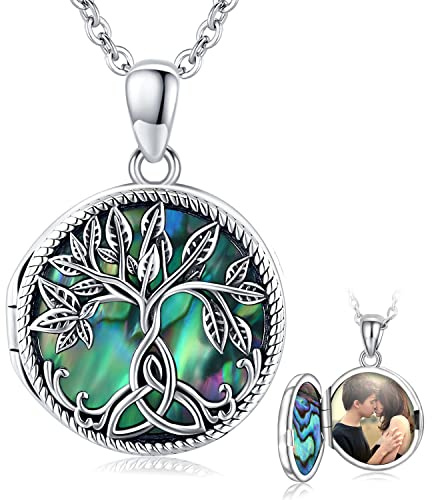 Aniu Medaillon Zum öffnen für Bilder, Baum des Lebens Medaillon Kette 925 Sterling Silber Anhänger, Amulett zum öffnen für Bilder Foto Amulett Halskette Valentinstag Damen/Mädchen