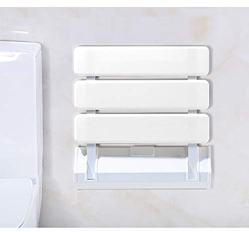 Sedia x doccia anziani - sedia doccia disabili - Sedile richiudibile - seggiolino per doccia pieghevole con montaggio a parete, max 100 kg，33 * 32 * 5 cm (bianco)