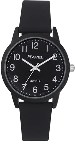 Ravel - Montre-Bracelet en Silicone pour Femme « Summer in Black » (Boîtier de Montre 30 mm) - Quartz Analogique - R1813.3 - Noir