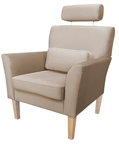 MartHome Fauteuil Moderne Fauteuil Relax pour Salon Maximo Chaise - Canapé Individuel Fauteuil Lounge Salon, Tissu Fauteuil - Relax Fauteuil TV Oreillette (Cappuccino Mg09)