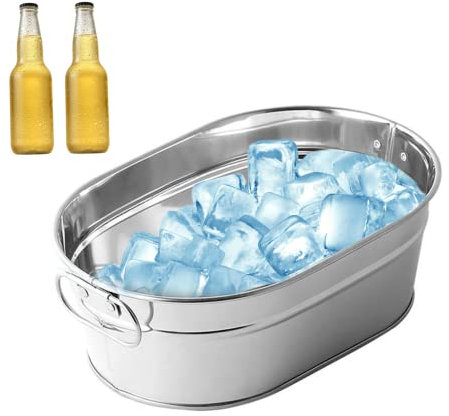 Seau à glace en acier inoxydable, bac à boissons, bac à boissons, grand bac à boissons, seau à glace, seau de stockage ovale, bac à glace, bac à glace, seau à glace, seau à fruits de mer, seau