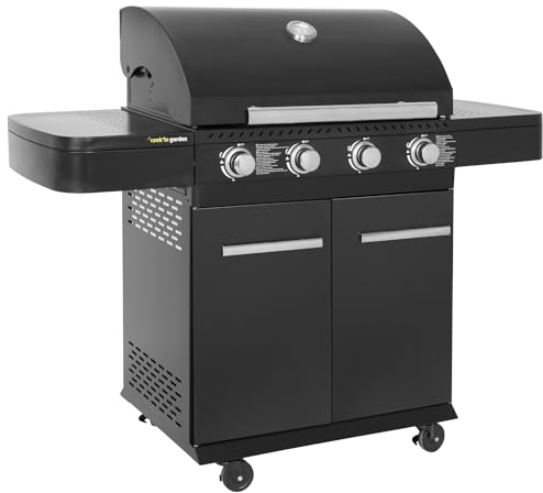 Happy Garden - Barbecue au gaz FYRA avec thermomètre Cook'in Garden - 12 Personnes - 4 brûleurs