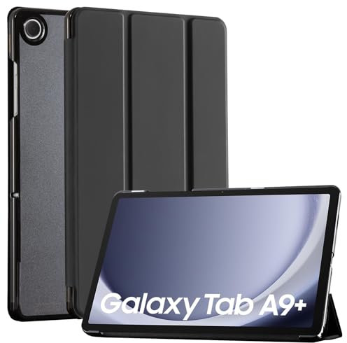 CoBak for Samsung Galaxy Tab A9 Plus Case 11 Inch 2023 - PU Leather Smart Cover for Tab A9+, Translucent Hard Shell, Multi-Viewing Angles, Black.